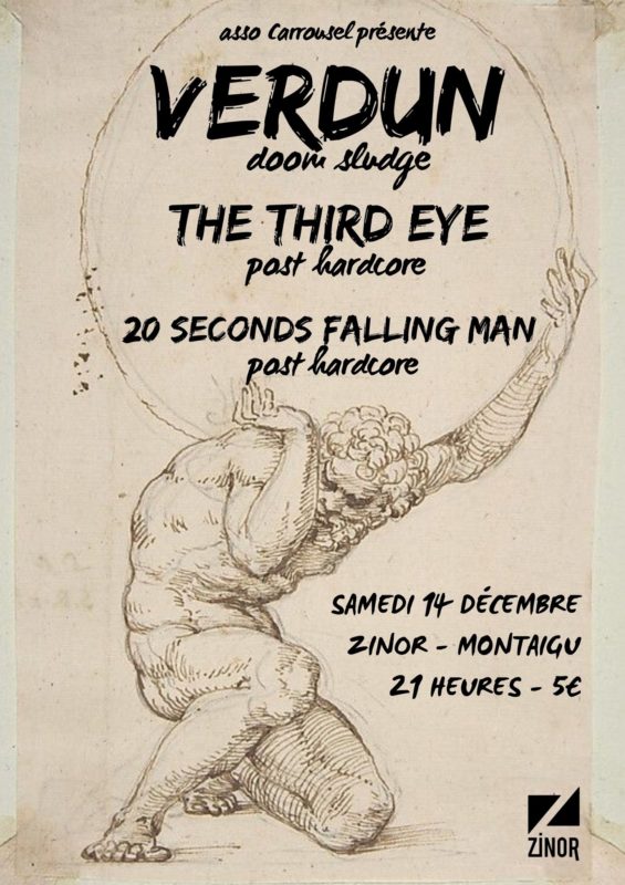 Affiche concert de Verdun // The Third Eye // 20 Seconds Falling Man au Zinor Montaigu Vendée