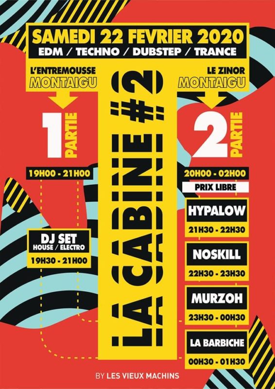 Affiche La Cabine 2 soirée electro le zinor montaigu vendée